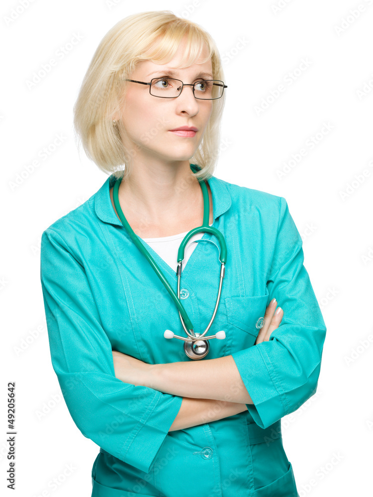 Portrait of a woman wearing doctor uniform Portrait of a woman wearing doctor uniform