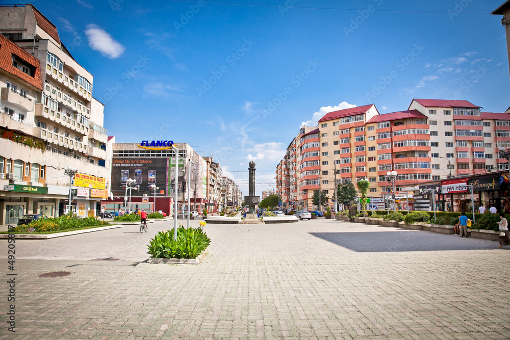 Naklejka premium Central square of Targoviste, (Tirgoviste), Romania.