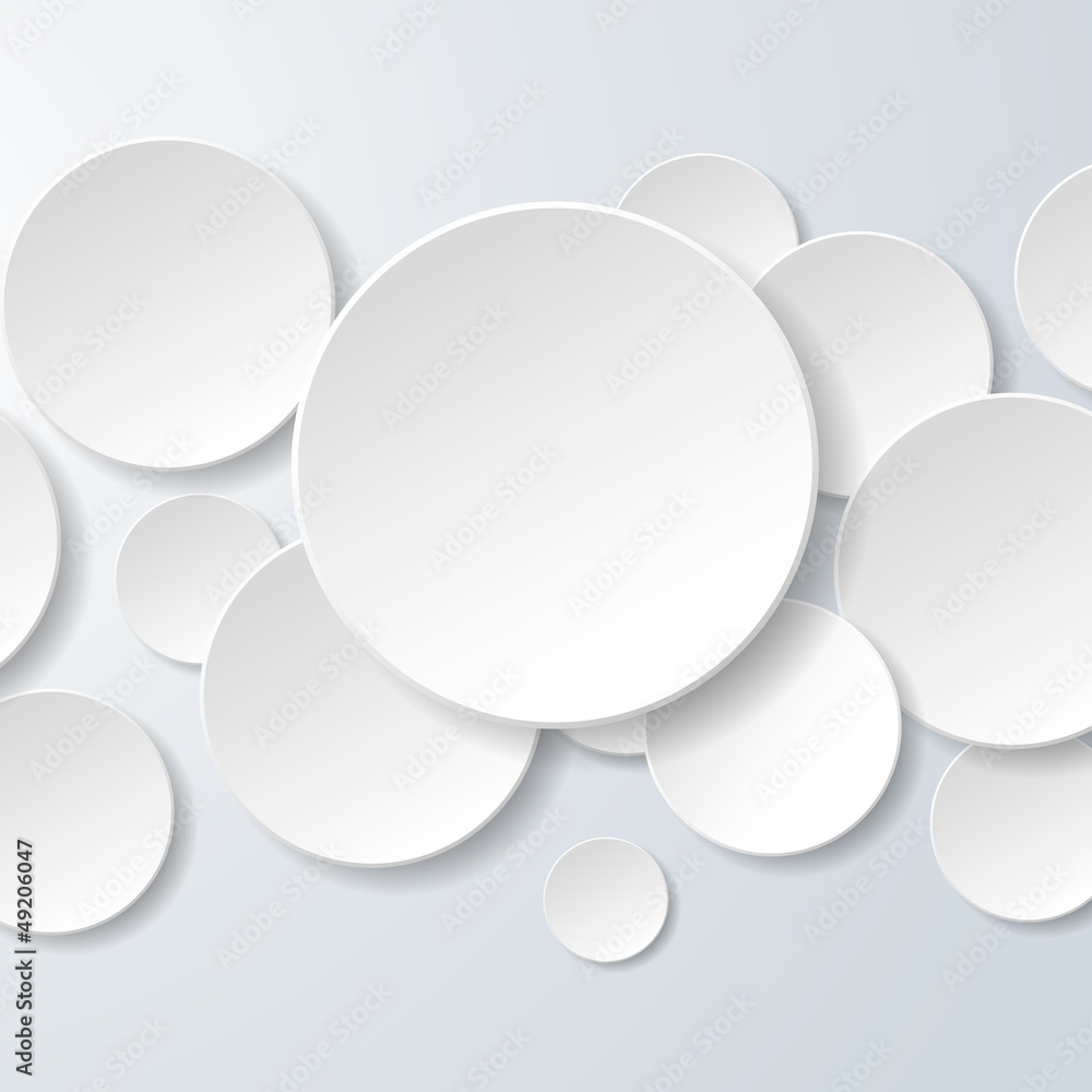 Abstract white paper circles on light blue background Abstract white paper circles on light blue background