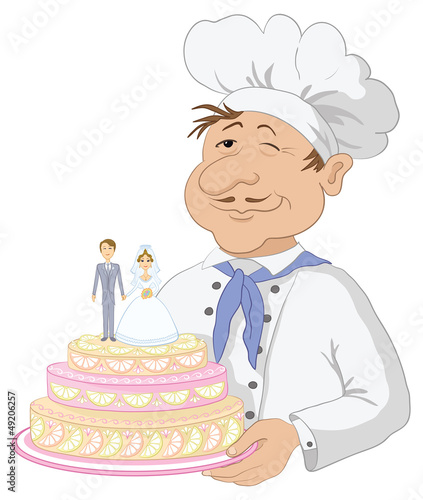 Cook with holiday wedding cake