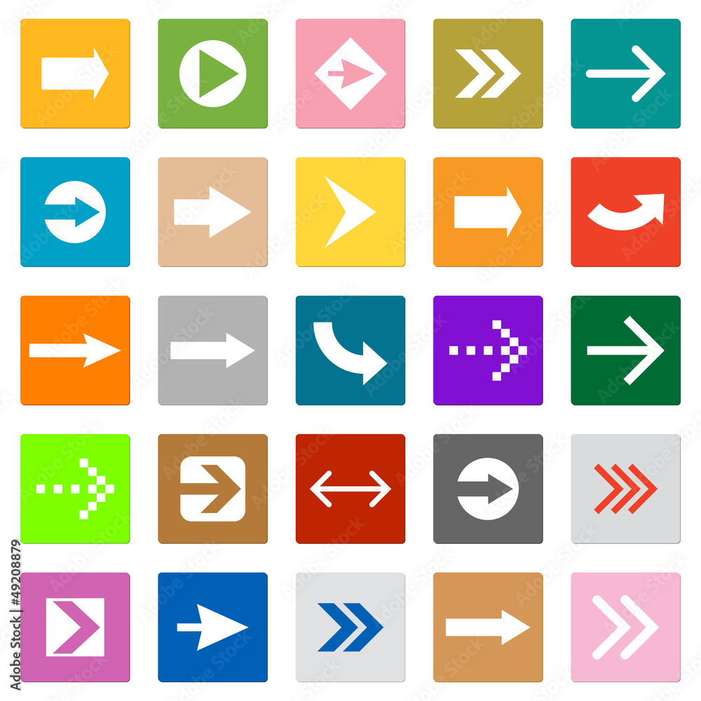 Arrow sign icon set. Simple square shape internet button eps 10 Arrow sign icon set. Simple square shape internet button eps 10
