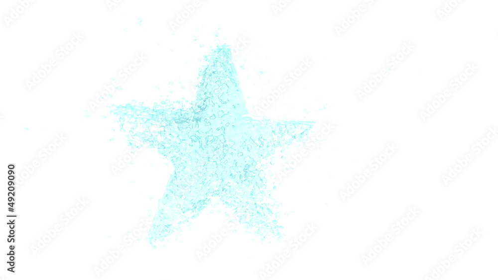 Star appears from water droplets Star appears from water droplets