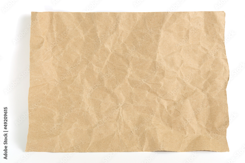 Paper texture. Brown paper sheet  on white background