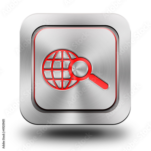 Web search aluminum glossy icon, button
