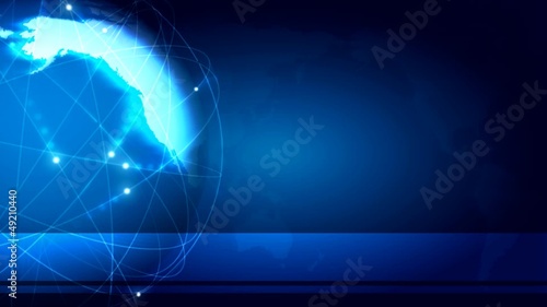 News style blue loopy footage with spinning Earth