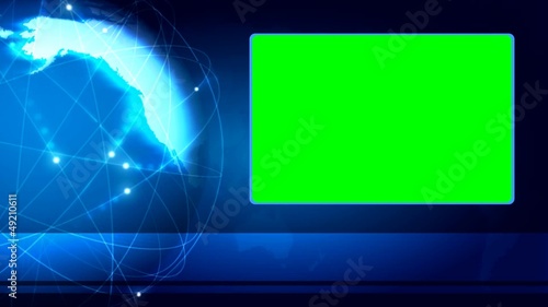 Spinning Earth blue science background with green screen