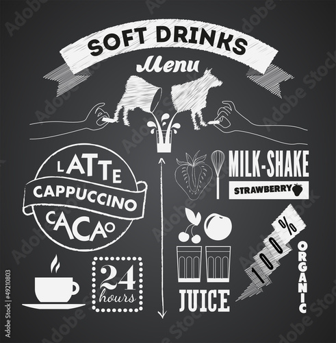 Illustration of a vintage graphic element for menu on blackboard