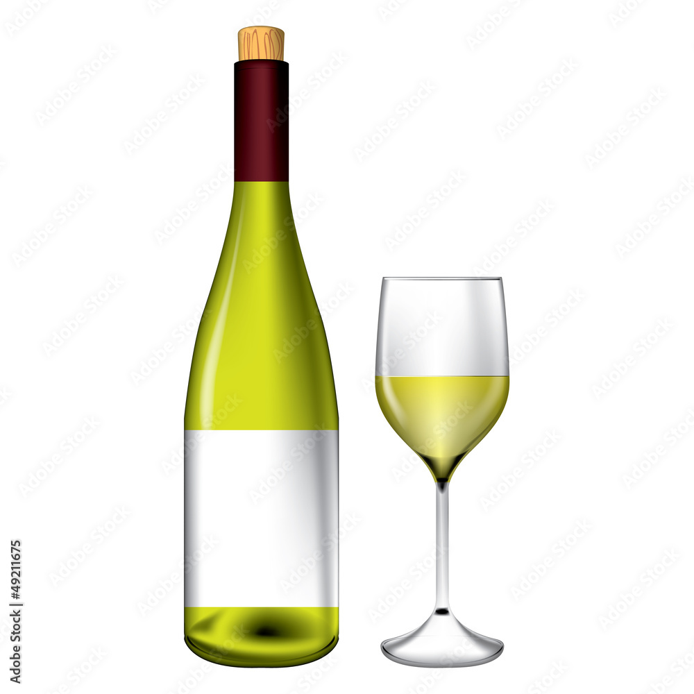 Bottle and wine glass vector