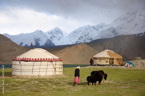 Canvastavla Yaks und Jurten in Kirgisien