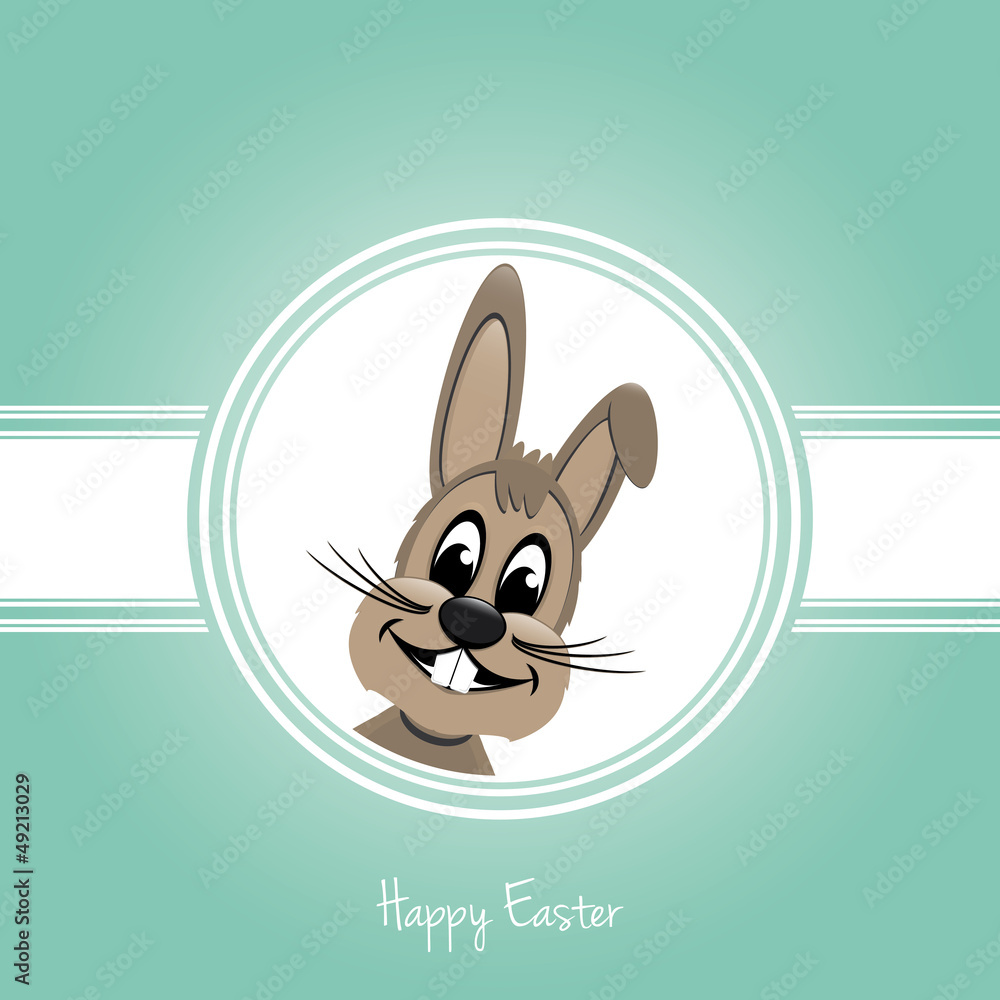 Obraz premium happy easter brown bunny on green background