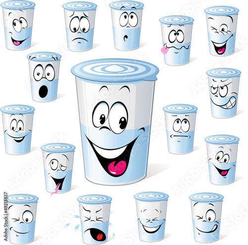 dairy product in plastic cup - funny cartoon