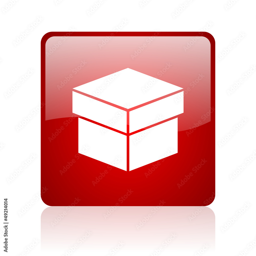 box red square glossy web icon on white background box red square glossy web icon on white background