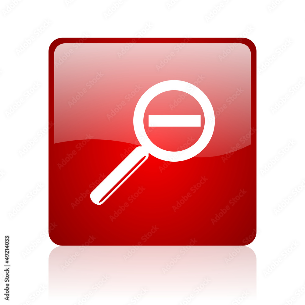 magnification red square glossy web icon on white background magnification red square glossy web icon on white background