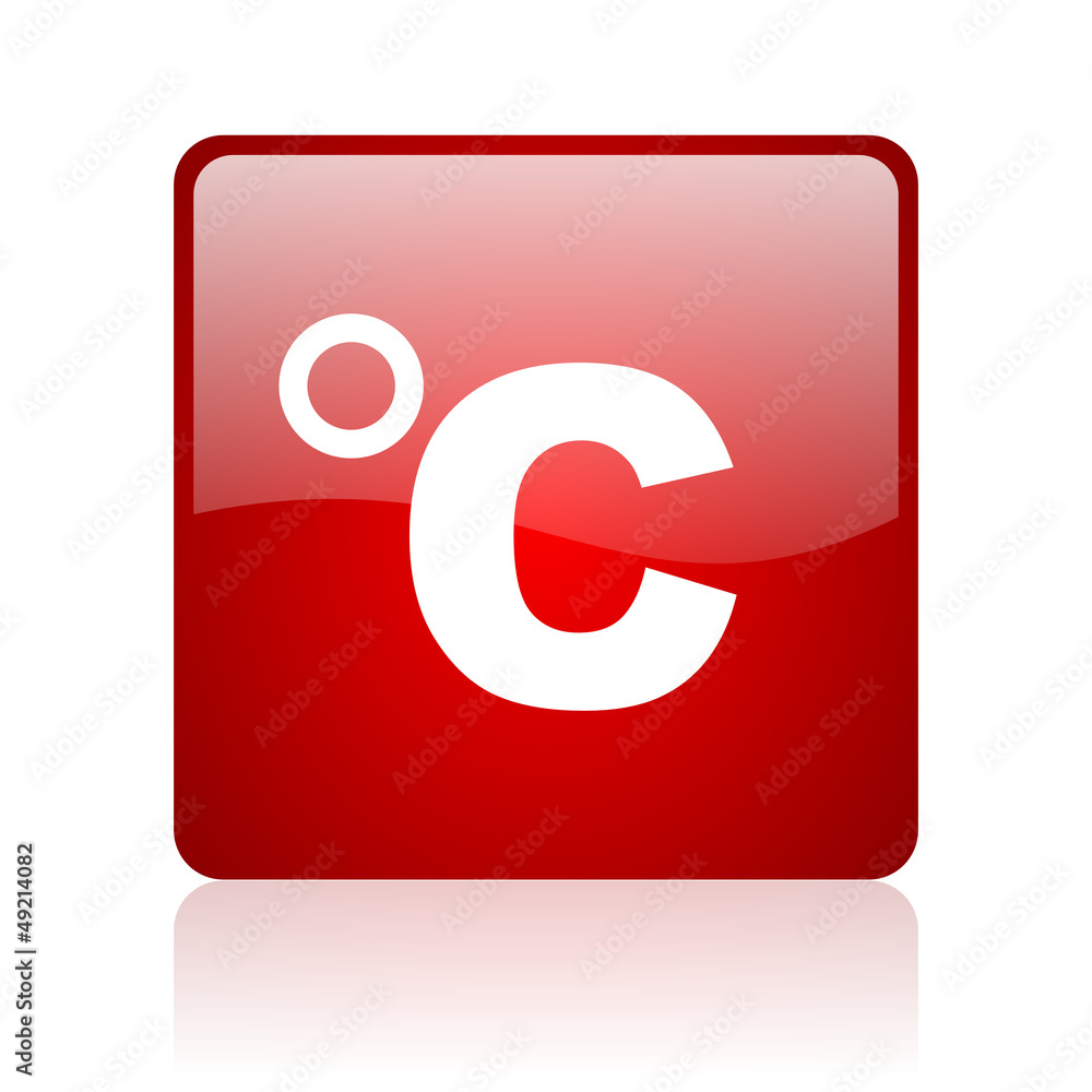 celsius red square glossy web icon on white background celsius red square glossy web icon on white background