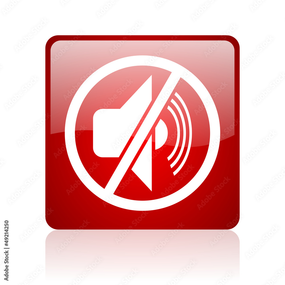 mute red square glossy web icon on white background mute red square glossy web icon on white background