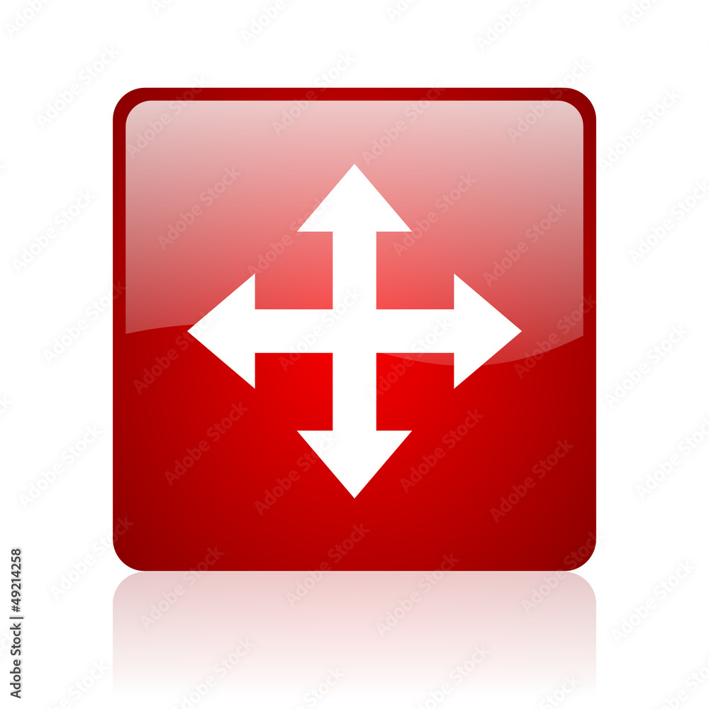 arrows red square glossy web icon on white background arrows red square glossy web icon on white background