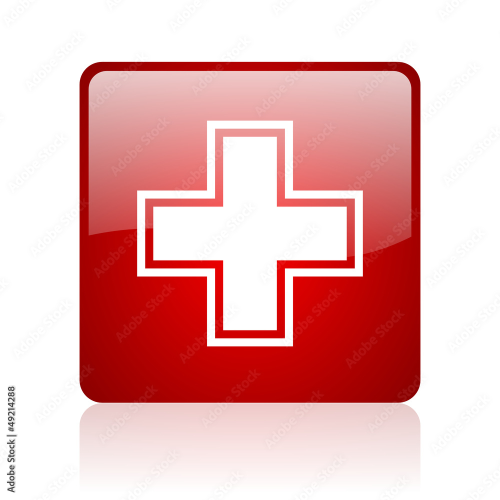 Obraz premium pharmacy red square glossy web icon on white background