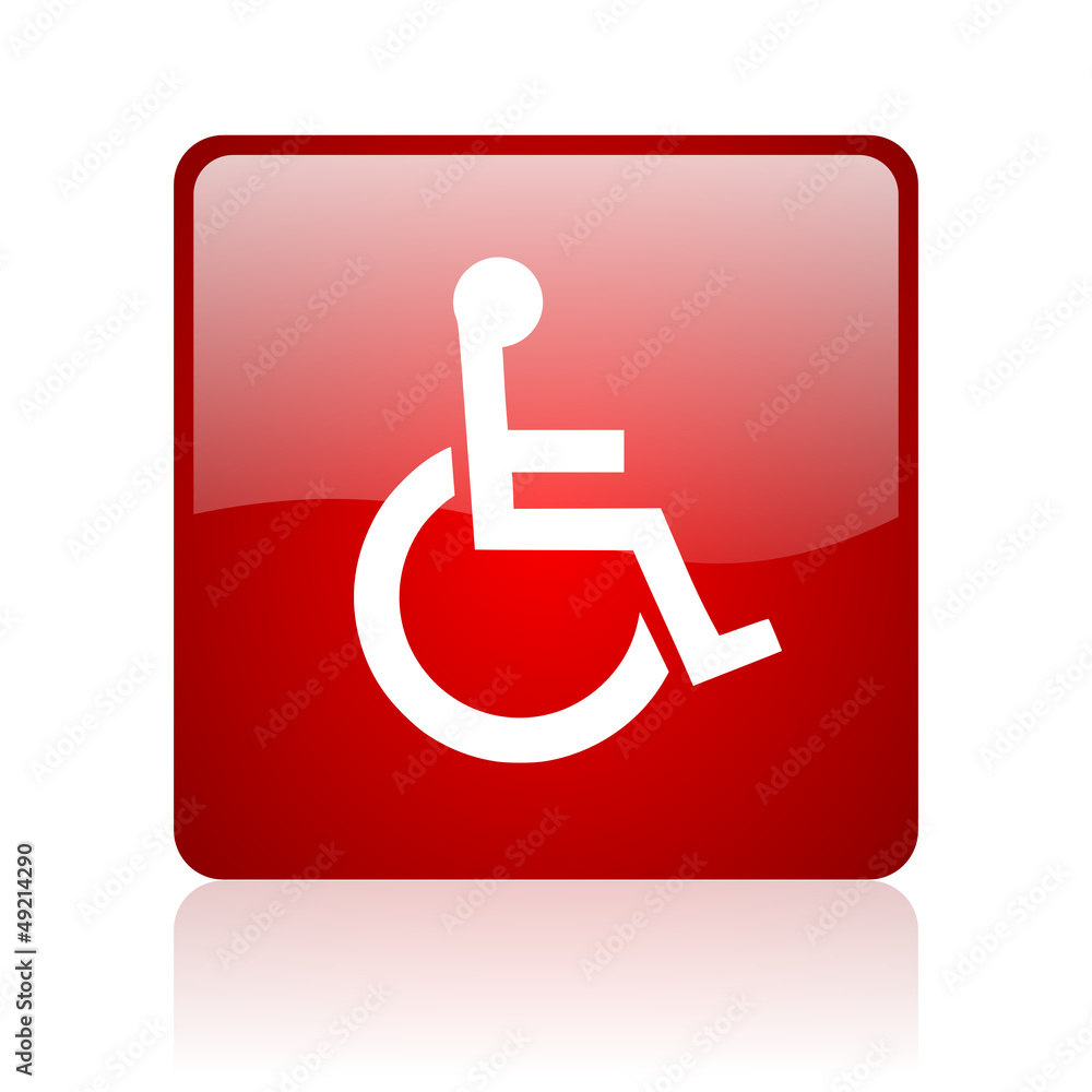 accessibility red square glossy web icon on white background accessibility red square glossy web icon on white background