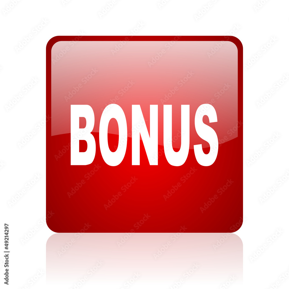 bonus red square glossy web icon on white background bonus red square glossy web icon on white background