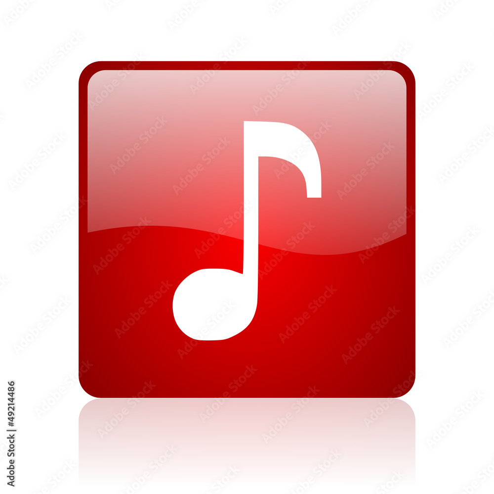 music red square glossy web icon on white background music red square glossy web icon on white background