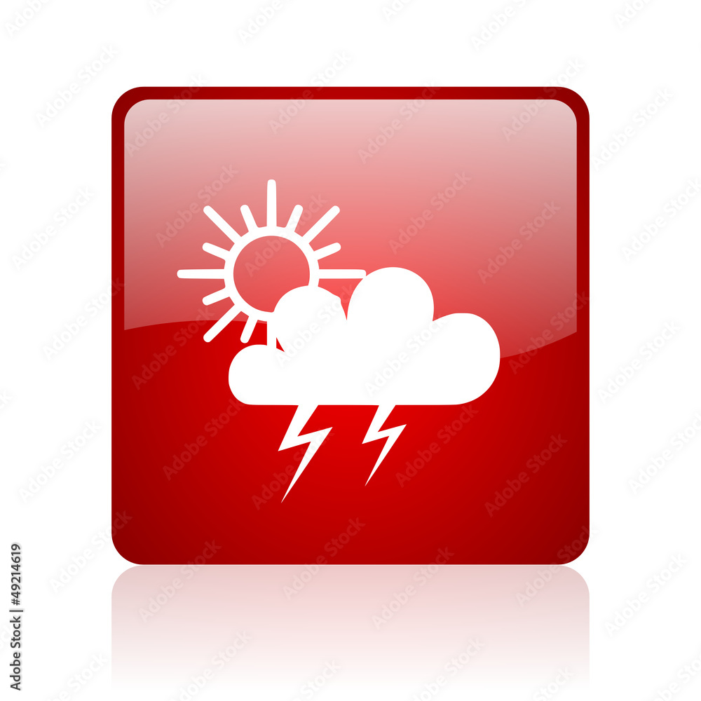 weather forecast red square glossy web icon on white background weather forecast red square glossy web icon on white background