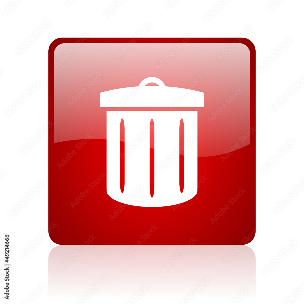 recycle red square glossy web icon on white background recycle red square glossy web icon on white background