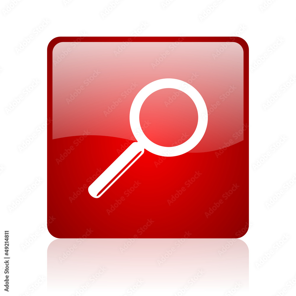 search red square glossy web icon on white background search red square glossy web icon on white background