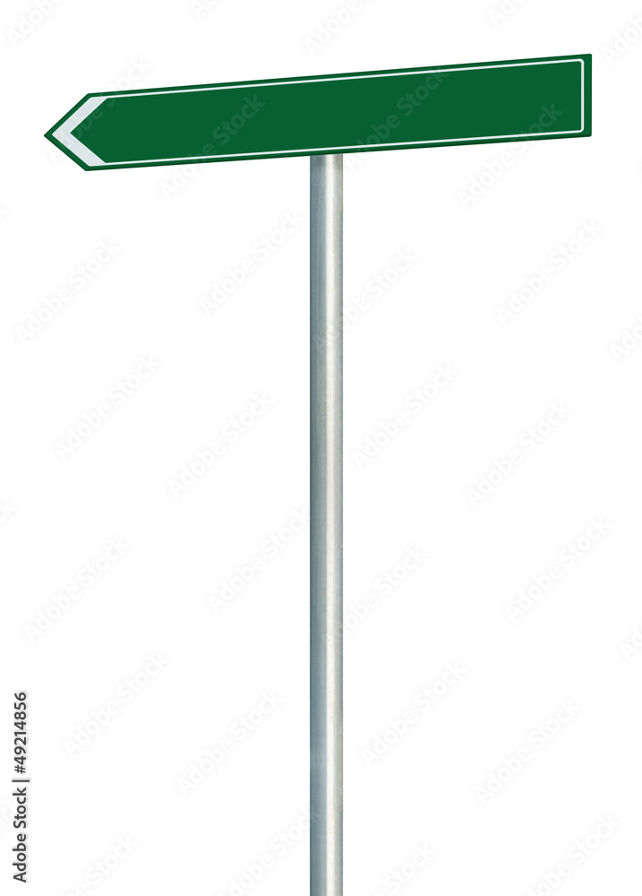Left road route direction pointer this way sign green isolated Left road route direction pointer this way sign green isolated