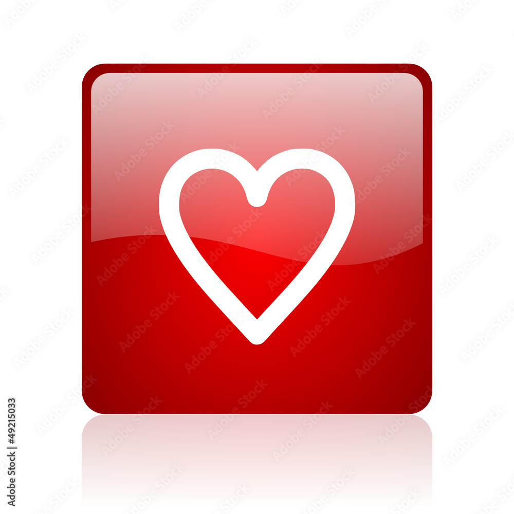 heart red square glossy web icon on white background heart red square glossy web icon on white background