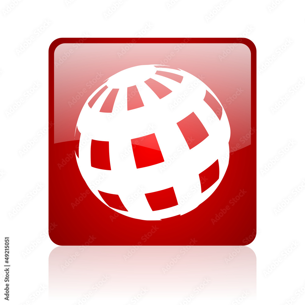 earth red square glossy web icon on white background earth red square glossy web icon on white background