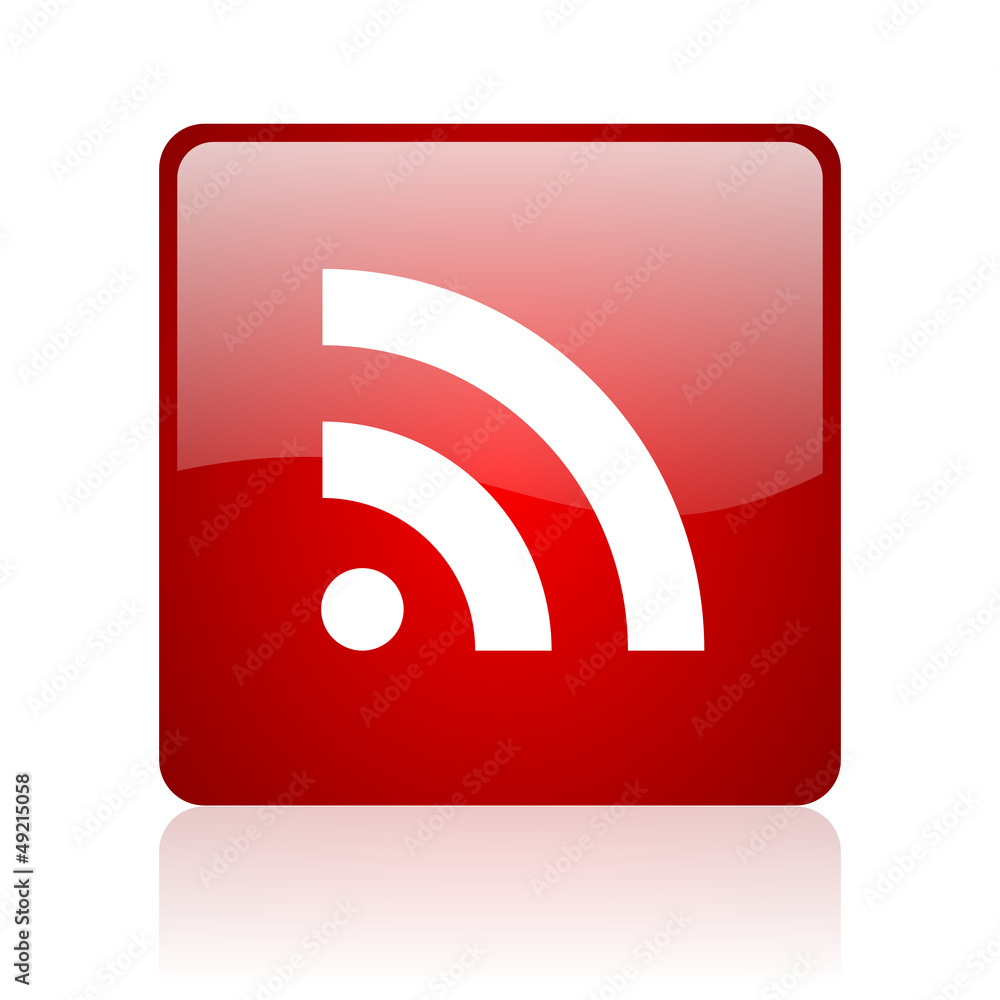 rss red square glossy web icon on white background rss red square glossy web icon on white background