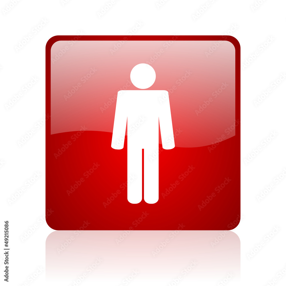 man red square glossy web icon on white background man red square glossy web icon on white background