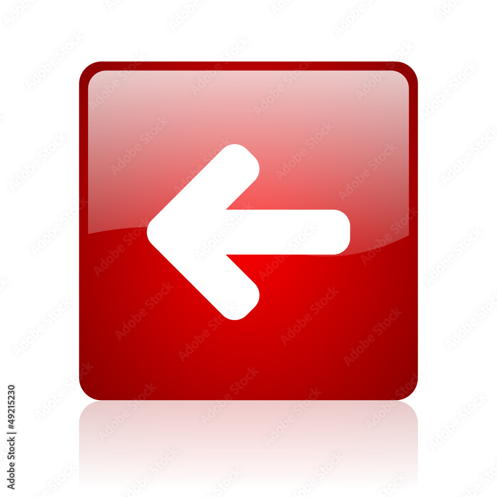 arrow left red square glossy web icon on white background arrow left red square glossy web icon on white background