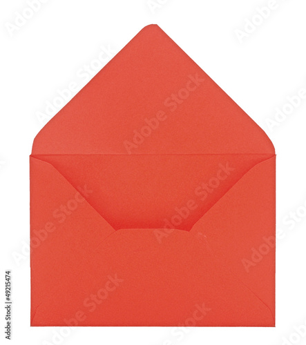 Open red envelope on white background