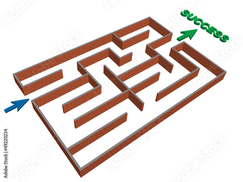 3d maze success concept