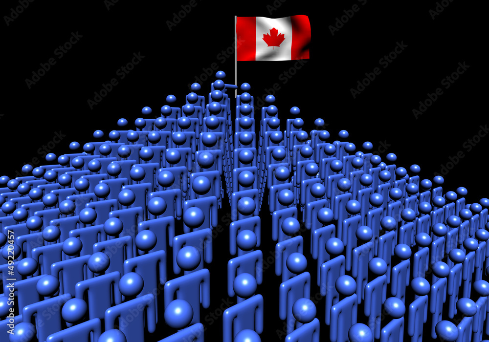 Fototapeta premium Pyramid of abstract people with Canadian flag illustration