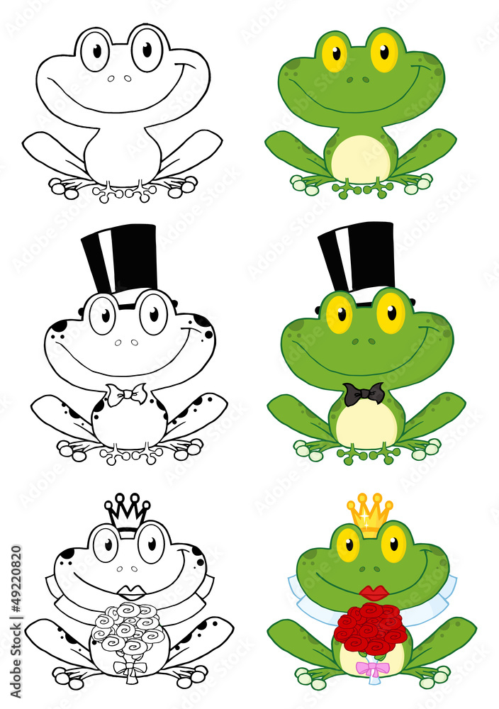 Obraz premium Cute Frogs Cartoon Characters.Collection