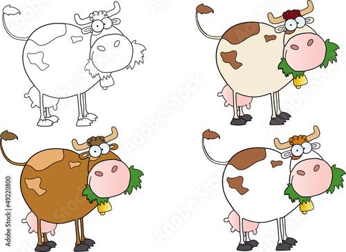 Cartoon Character Cows Different Color- Collection