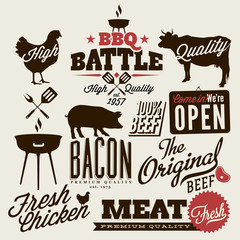 Wandcirkels Vintage Poster Vintage BBQ barbecue typografie retro ontwerp  © nokastudio