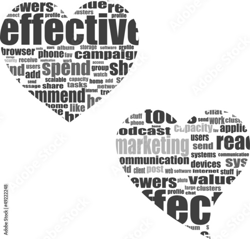 Marketing. Word collage set in heart shape
