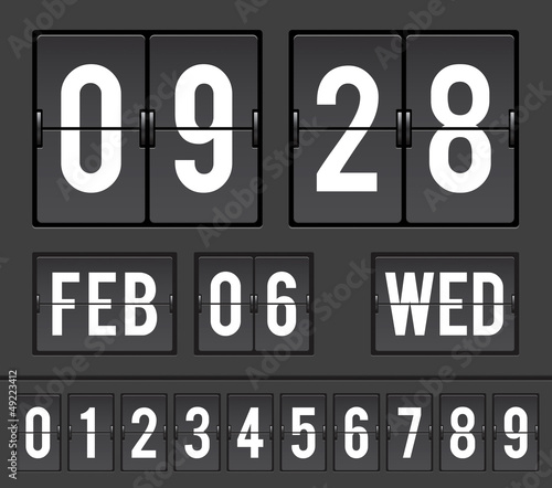 mechanical scoreboard with flip timers and date