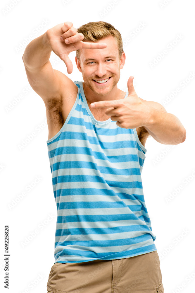 Fototapeta premium happy man framing photograph