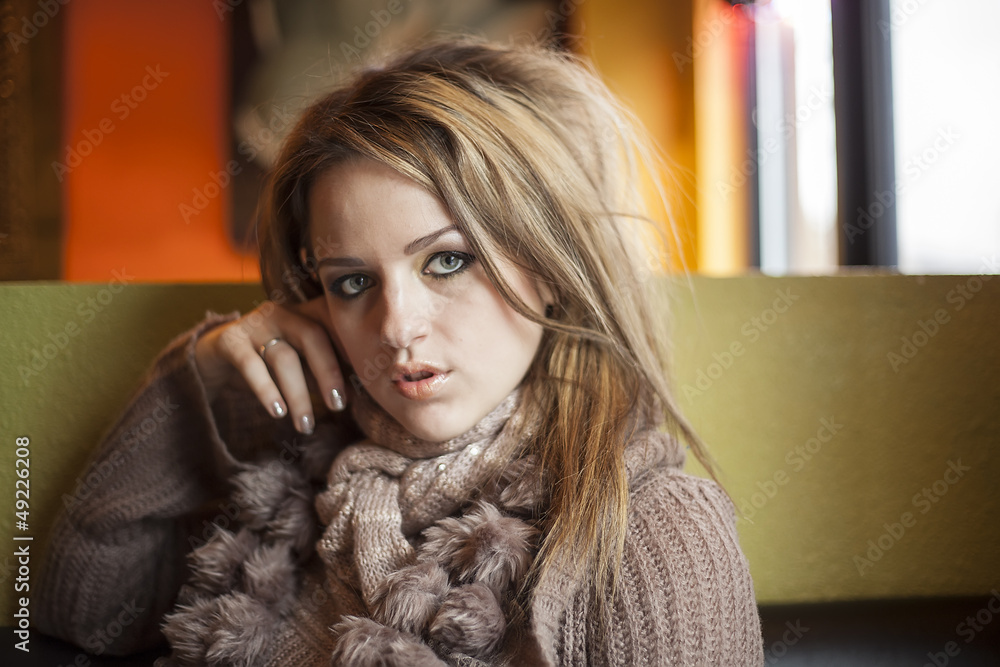 Young Woman with Beautiful Blue Eyes Young Woman with Beautiful Blue Eyes