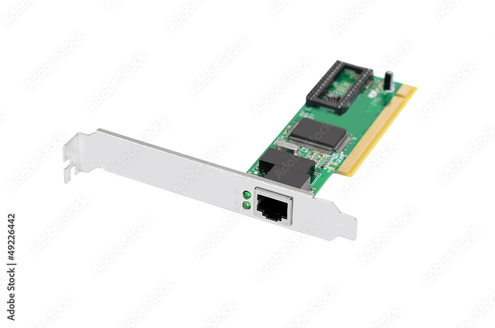 LAN network card for computer, isolated on white background LAN network card for computer, isolated on white background
