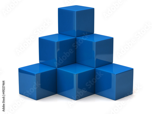 Pyramid of blue cubes