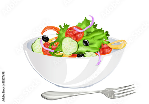 Fresh vegetarian vegetable salad on a white background