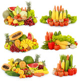 collection of delicious fresh fruits and vegetables