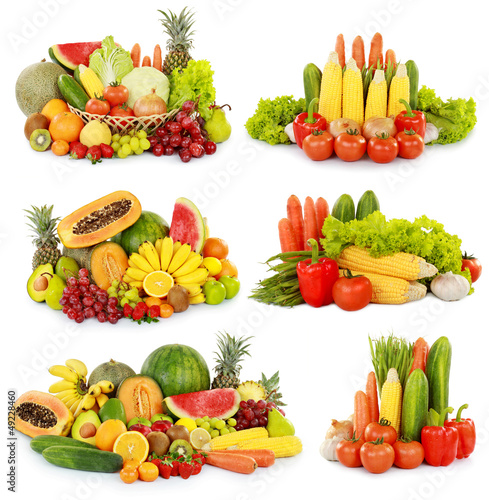 collection of delicious fresh fruits and vegetables