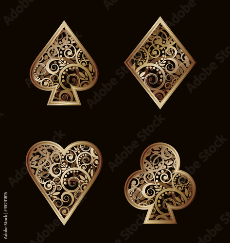 Set Poker golden elements , vector illustration