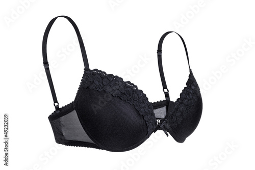 Hollow black bra, isolated on white